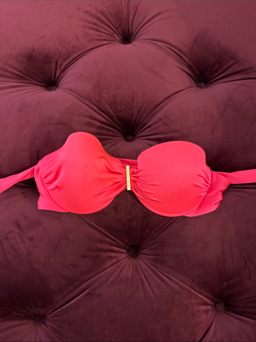 VS Strapless Hot Coral Pink Bikini Top